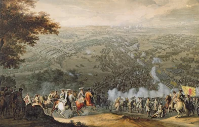 Bitwa pod Połtawą, rytowana przez członka rodziny Nicolas Larmessin, 1709